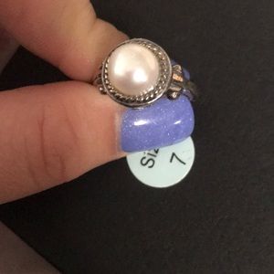 Freshwater pearl sterling silver ring size 7